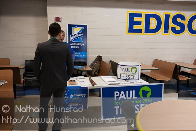 The Paul Thissen for governor and Tom Rukavina for governor tabl